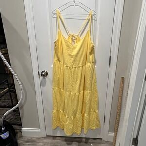 Old Navy Yellow Tiered Maxi Dress Cami Spaghetti Strap Plus Size 4X